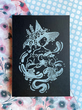Load image into Gallery viewer, Tea Time Witch - Black Paper | 5x7 Lino Print (Hand Printed)