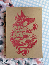Load image into Gallery viewer, Tea Time Witch - Tan Paper | 5x7 Lino Print (Hand Printed)