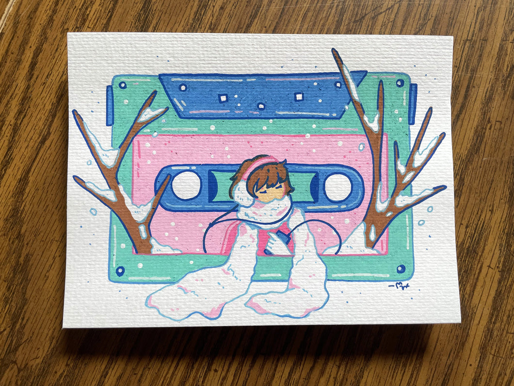 Winter Cassette | Original Mixed Media Artwork