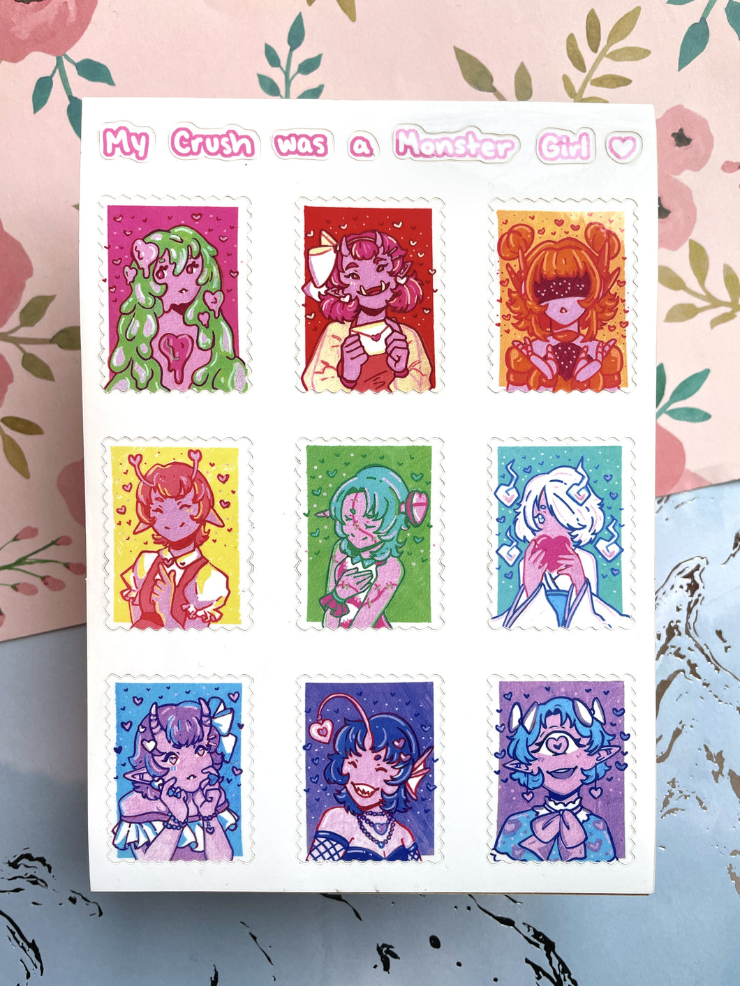 My Crush Was a Monster Girl | Stamp Sticker Sheet