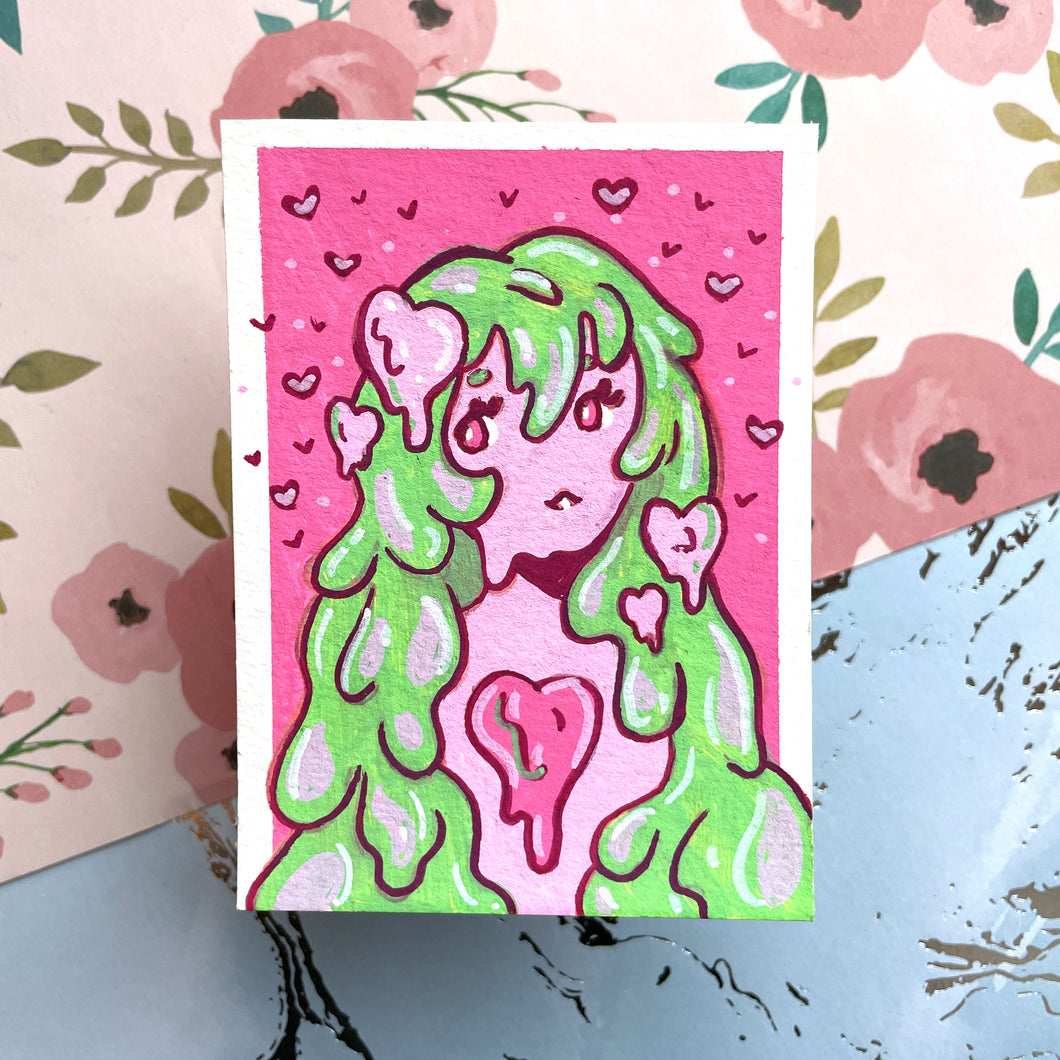 My Crush Was a Monster Girl | Pink: Slime | Original Posca Card