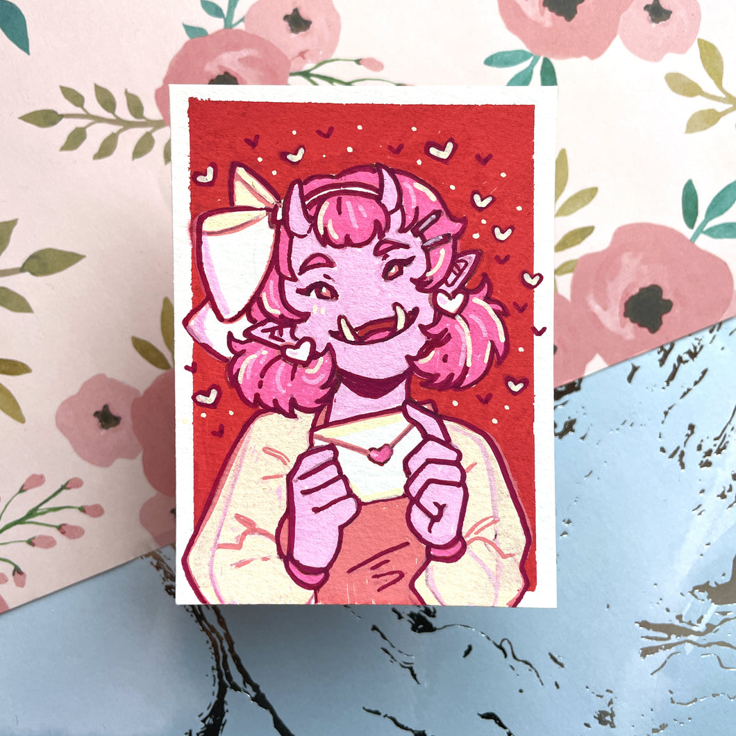 My Crush Was a Monster Girl | Red: Orc | Original Posca Card
