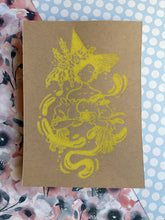 Load image into Gallery viewer, Tea Time Witch - Tan Paper | 5x7 Lino Print (Hand Printed)
